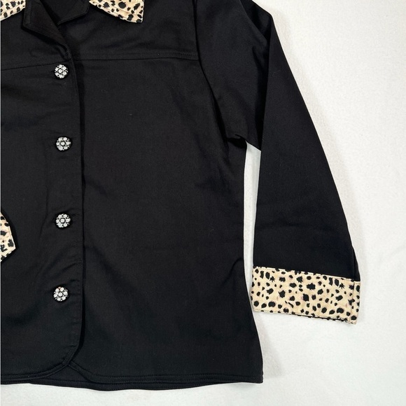 CACTUS FLOWER Women's Vintage‎ Style Animal Print Rhinestoned Button Up Size L - Picture 5 of 12